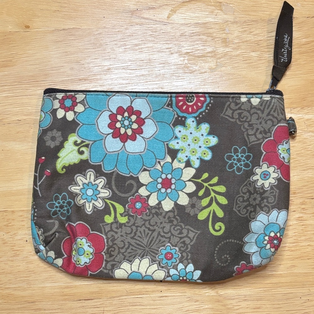 Thirty-One Floral Cosmetic Bag - Blue, Red, Green